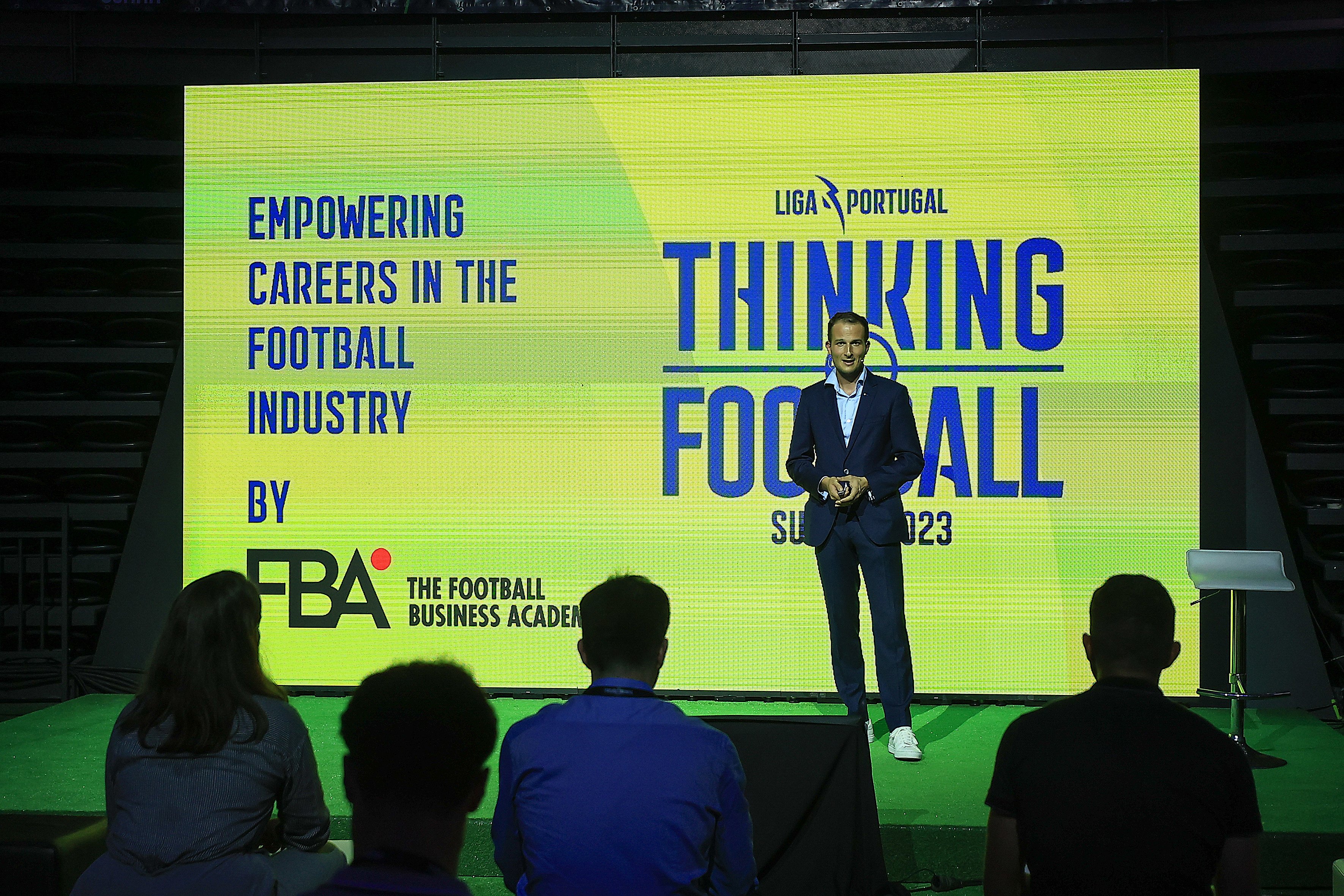 The FBA's Deputy CEO, Kristian Dobrev, presenting at the Thinking Football Summit. 